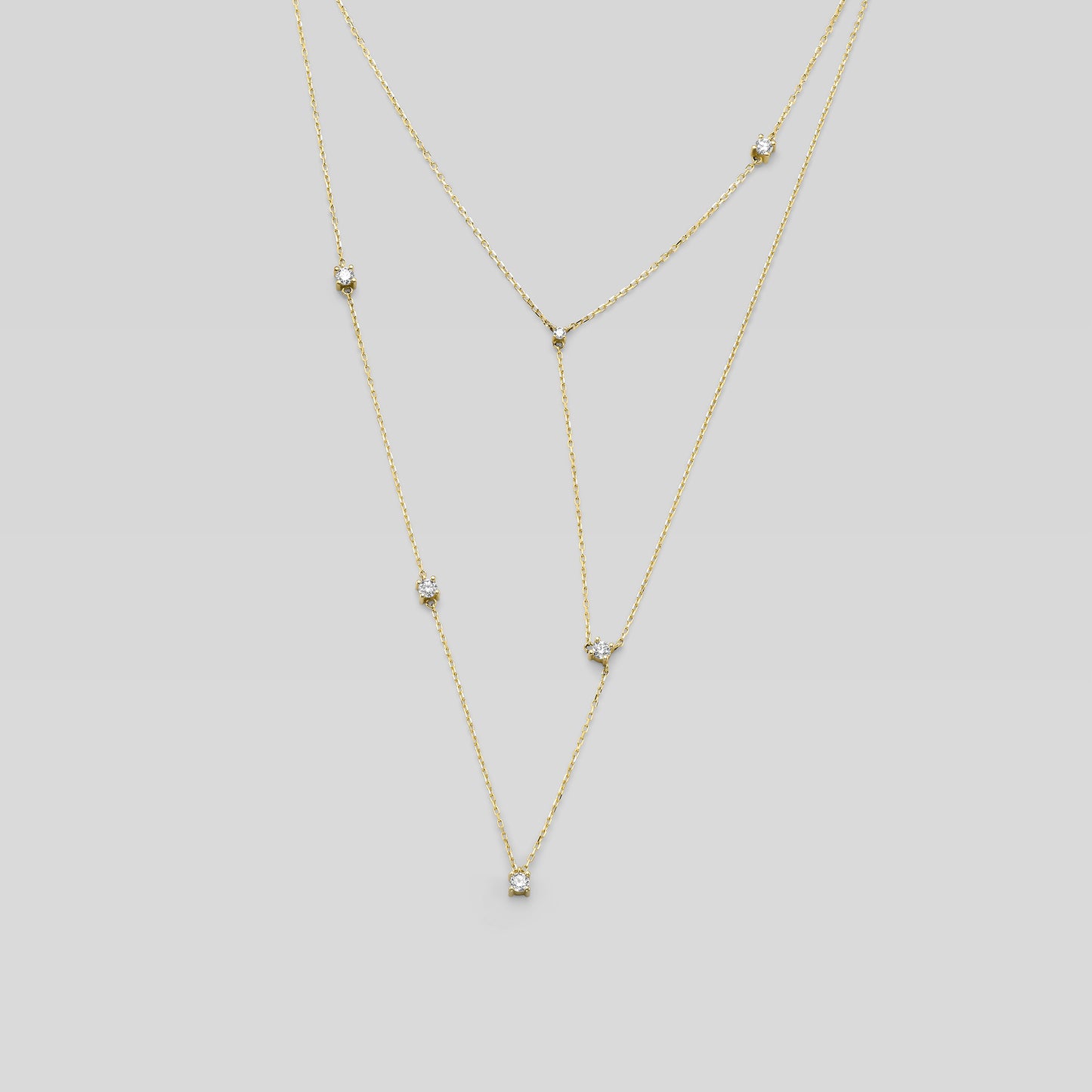 Eliana – 14k Gold Necklace with Six Natural Diamonds