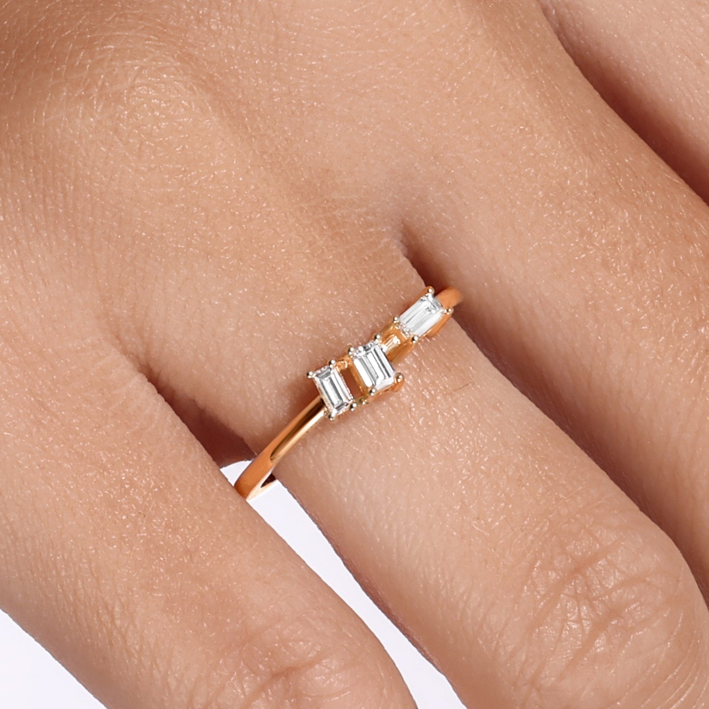 Tia 14k gold ring with baguette diamonds by Levi Tzeiger Jewelry