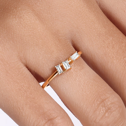 Tia 14k gold ring with baguette diamonds by Levi Tzeiger Jewelry
