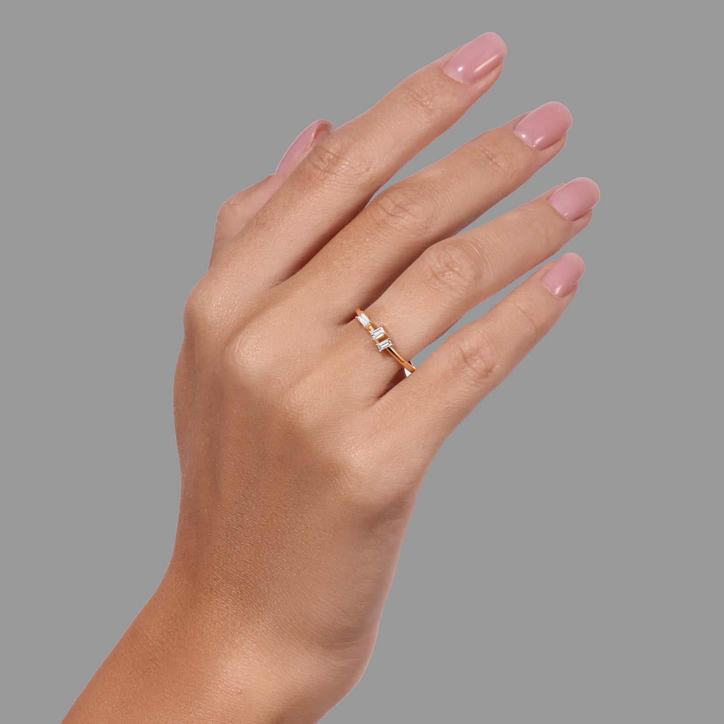 Tia 14k gold ring with baguette diamonds by Levi Tzeiger Jewelry