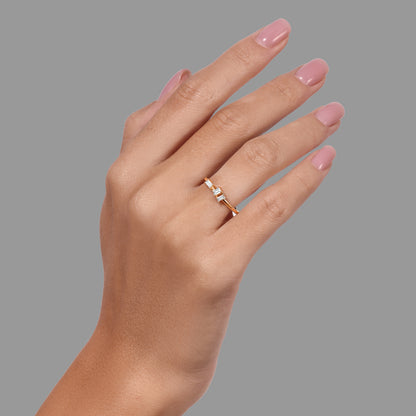 Tia 14k gold ring with baguette diamonds by Levi Tzeiger Jewelry