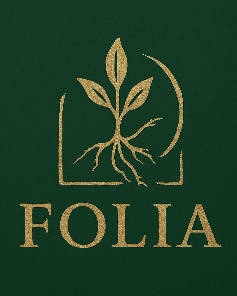 Logo of FOLIA with a stylized plant design on a green background