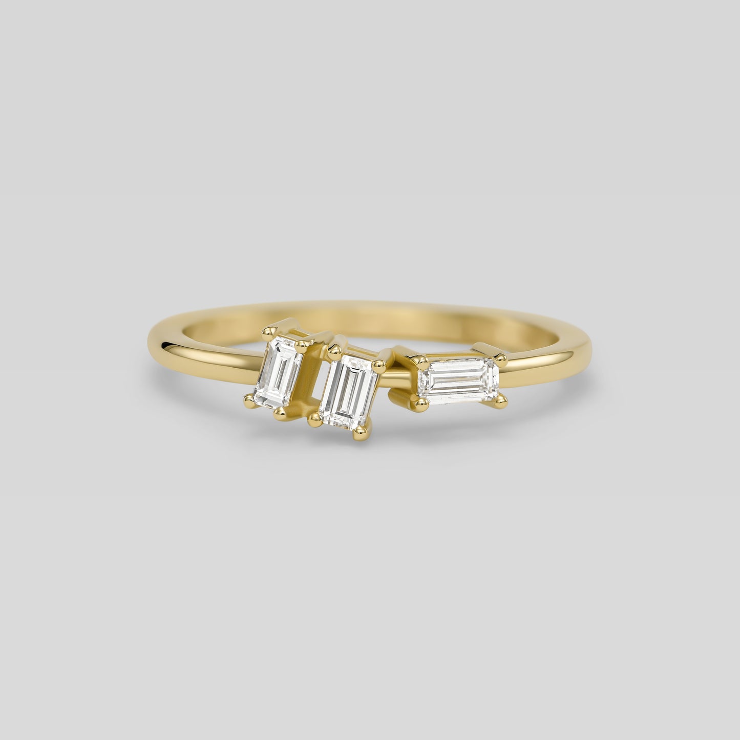 Tia 14k gold ring with baguette diamonds by Levi Tzeiger Jewelry