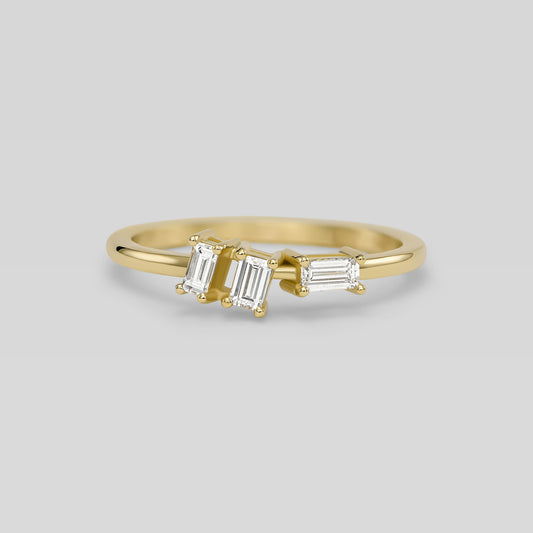 Tia 14k gold ring with baguette diamonds by Levi Tzeiger Jewelry