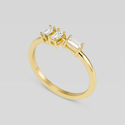 14k gold ring with baguette diamonds by Levi Tzeiger Jewelry