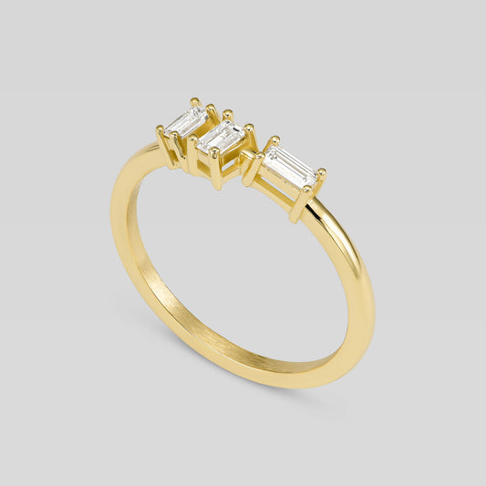 14k gold ring with baguette diamonds by Levi Tzeiger Jewelry